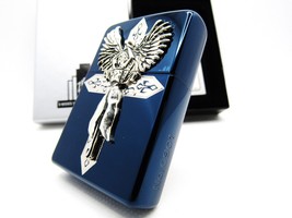 Angel Wing Cross Metal Blue Zippo 2007 MIB Rare - £73.91 GBP