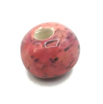 1 Pc Speckled Red Handmade Ceramic Beads Large Hole, Clay Macrame Giant Beads - £5.10 GBP