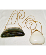 VINTAGE LOT OF 2 SNAKE SKIN + LIZARD SKIN CLAMSHELL CONVERT. EVENING HAN... - $24.75