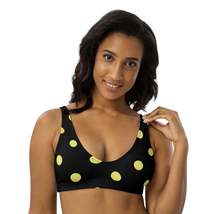 Autumn LeAnn Designs®  | Women&#39;s Padded Bikini Top,  Black with Yellow P... - £30.60 GBP