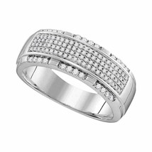 10kt White Gold Mens Round Diamond Pave Band Ring 1/2 Cttw - £711.54 GBP