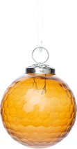 3&quot; Molded &amp; Faceted Honeycomb Amber Glass Ball w/Shiny Finish Christmas ... - $14.88