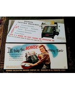 1940 Two Blotter Cards MONROE POSTING CALCULATING MACHINE COMPANY Advert... - $2.97