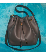 CARPISA Pewter Dark Gray Bucket Cross Body Shoulder Drawstring Bag-FAUX ... - £30.11 GBP