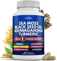 Sea Moss 3000mg Black Seed Oil 2000mg Ashwagandha 1000mg Turmeric 1000mg Bladder - £25.36 GBP