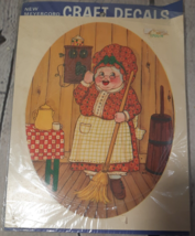 Vtg  Meyercord Decal Arts Crafts Grandma Sweeping Kitchen Rotary Phone 1700-H - $9.11