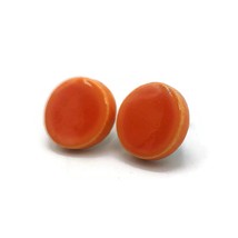 Artisan Clay Stud Earrings, Orange Round Shape Handcrafted Designer Earrings - £34.12 GBP