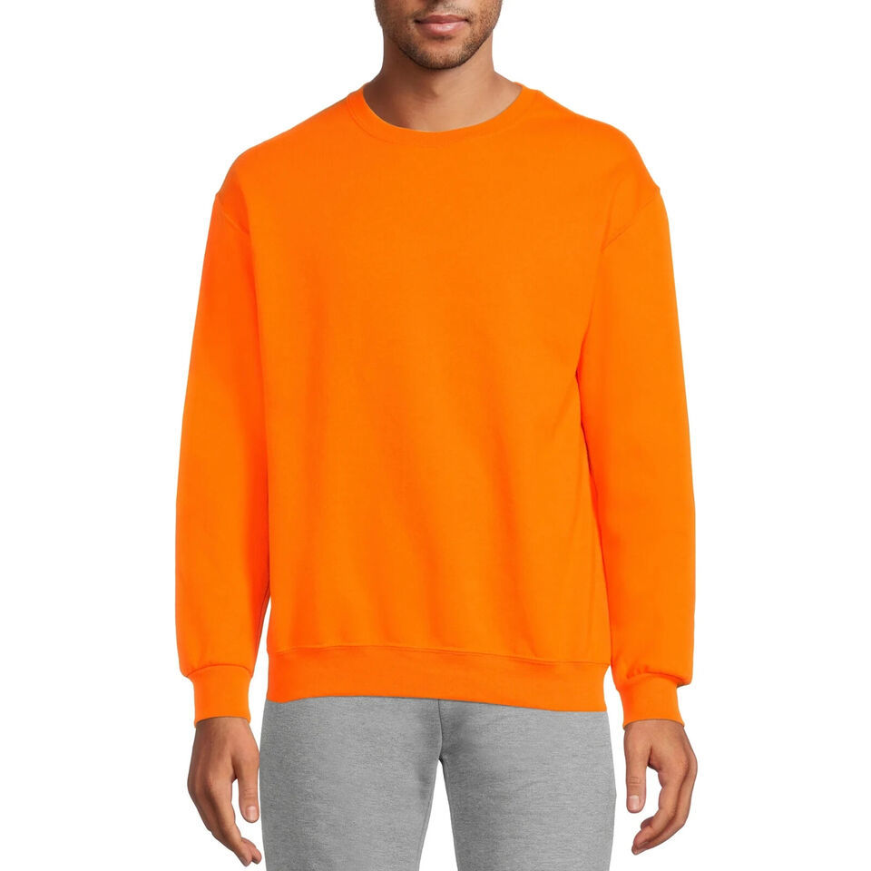 Athletic Works Men's Fleece Crewneck Sweatshirt, Orange Size 2XL(50-52) Item image 2