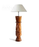African Vintage Hand Carved Iroko Wood Chess Piece Table Lamp D11cm x H40cm - $219.00