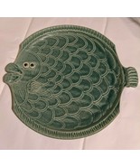 Studio Art Pottery Fish Plate Green 3D Eyes Flipper Tail Scales Fat Lips... - £16.53 GBP