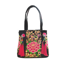 Women Shoulder Bag Retro Embroidery Pretty Flower Bohemia Ethnic Style Tassel To - £44.51 GBP