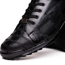 Bari Genuine Lizard Fashion Sneaker Patchwork Design Black image 3