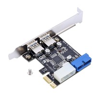 Pci-E To 2 Usb 3.0 Hub Port Pci Expansion Card Adapter With Front 20-Pin... - £20.44 GBP