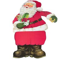 Vintage Jumbo Santa Claus Holding Gifts Paper Cut Out Posable Christmas ... - $535.71 MXN