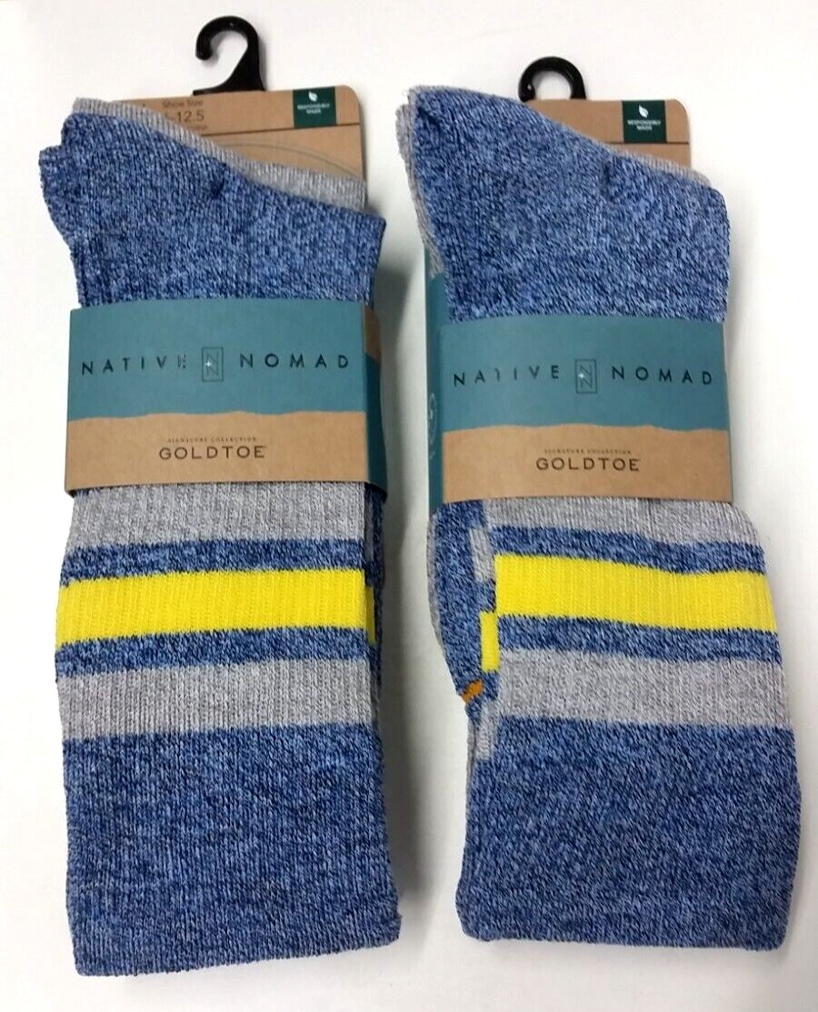 2 Pks= 4 PAIRS GOLD TOE Men&#39;s Native Nomad Crew Socks, 6-12.5 LIMITED ED... - $21.77