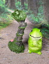 Miniature Fairy Garden Frog On Leaf Stump With Turtle Figurine Resin New - £3.20 GBP
