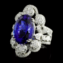 Sterling 925 Silver 8.45CT Oval Tanzanite &amp; 1.48CT White CZ Vintage Wedd... - $700.37