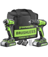 Greenworks 24V Brushless Cordless Drill And Impact Driver,Power Tool Com... - £98.46 GBP