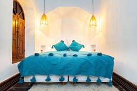 Dark Turquoise handmade moroccan blanket, Berber blanket,  woven blanket, Throw  - £119.10 GBP