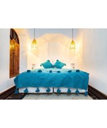 Dark Turquoise handmade moroccan blanket, Berber blanket,  woven blanket... - $149.00