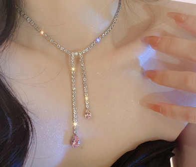 Flash diamond fringe necklace female summer temperament net red niche de... - $19.80