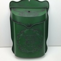 Christmas North Pole Post Green Mail Box Metal Tin Holiday Decor - £39.95 GBP