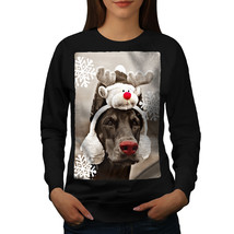 Funny Dog Deer Christmas Jumper Reindeer Women Sweatshirt - £15.27 GBP