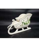 Santas Sleigh Ceramic Planter Vase FTD Holly with Gold Trim Xmas Décor - €20,31 EUR