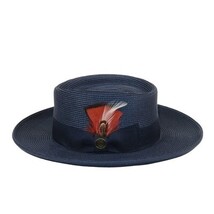 Men Bruno Capelo Braid Straw Style Spring Hat Wide Brim GAMBLER GAMS203 Navy image 6