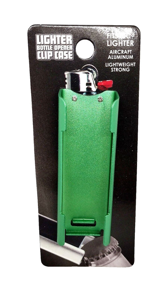Monster Smoking Green Design Aircraft Aluminum Big Bic Lighter Clip Case/Opener