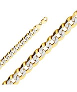 Genuine 14k Two-tone Gold 14mm Wide White Pave Cuban Chain 9&quot; Bracelet F... - $6,479.19 CAD