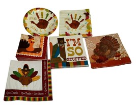 Thanksgiving Fall Napkins Paper Plate Mixed Lot Turkeys Fall Leaf Holiday Unused - £10.24 GBP