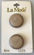 2 Vintage La Mode Beige Plastic Buttons with Shank Original Card 22 mm -... - $8.79