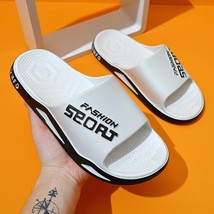 Platform Sandals Fluffy Slippers Men&#39;s Summer Indoor Home Alphabet Slides Bath B - £21.38 GBP
