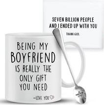 Being My Boyfriend Coffee Funny Mug w/ Spoon &amp; Funny Card - Best Boyfriend Gifts - £15.81 GBP