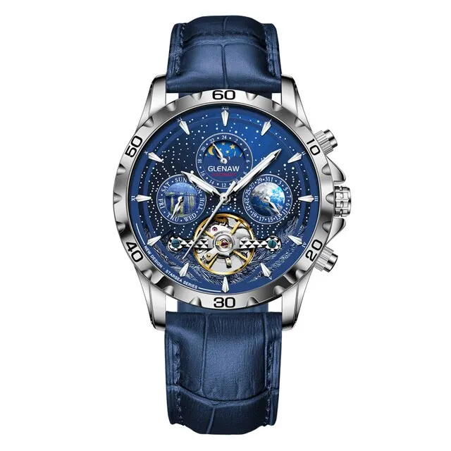 Starry Sky Moon Phase Mechanical Watches for Men Automatic Men Business ... - $121.49