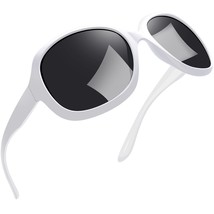 Oversized Polarized Sunglasses for Women Vintage Big Frame Sun Glasses  (White) - £21.25 GBP
