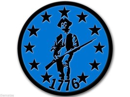 1776 Minute Man Blue 4&quot; Helmet Toolbox Usa Made Sticker Decal - £13.66 GBP