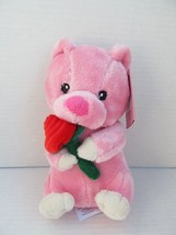 Animal Adventure Sweet Sprouts Pink Hamster Holding Rose 8&quot; V-day Stuffed Plush - £15.88 GBP