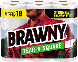 Brawny® Tear-A-Square® Paper Towels, 6 Triple Rolls = 18 Regular Rolls - £22.04 GBP