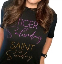 Geauxmpress tiger on saturday saints on sunday t-shirt in Black - $38.00