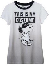 Girls Shirt Halloween Masked Snoopy Peanuts Black White Short Sleeve Tee... - £14.08 GBP