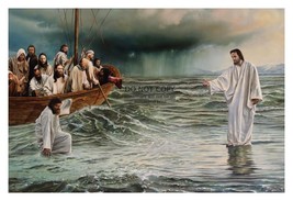 Jesus Christ Walks On Water Illustration Painting 4X6 Photo - £6.24 GBP
