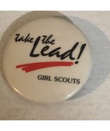 Girl Scouts Take The Lead White Pinback Button J1 - $8.90