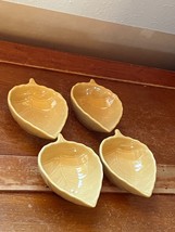 Large Lot of 4 Small Holiday Home Mustard Ceramic Aspen Leaf Butter or O... - £11.71 GBP