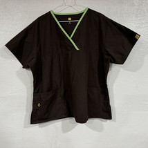 Wonderwink Brown Scrub Top XL Wonder Work Stretch Comfort Everyday Durable - $10.69