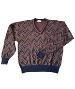 Vintage 90s Tricots St Raphael V Neck Pullover Sweater Multicolor - Men&#39;s L - £29.27 GBP