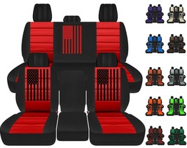 Fits Dodge Ram 1500-3500 Front Rear Seat Cover 2011-2018 American Flag Black Red - €152,96 EUR