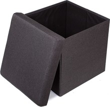 Birdrock Home Folding Storage Ottoman - Upholstered - 16 X 16 - Linen -, Black. - £39.87 GBP