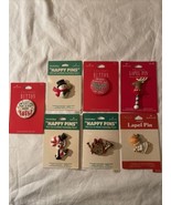 Vintage  80s Hallmark Holiday Christmas lapel pins New on cards Lot Of 7 - $444.38 MXN
